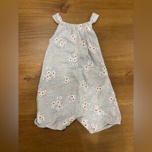 PL Kids by Petit Lem Grey Daisy Baby Toddler Shorts Romper 24M